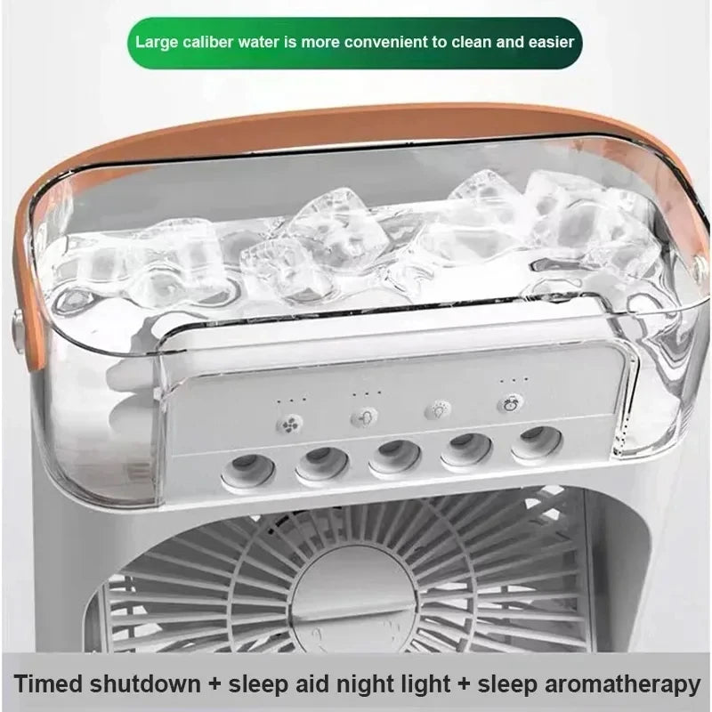 NEW Portable Humidifier Fan Air Conditioners USB Electric Fan LED Night Light Water Mist Fun 3 In 1 Air Cooler Humidifie ForHome