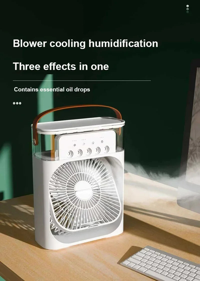 NEW Portable Humidifier Fan Air Conditioners USB Electric Fan LED Night Light Water Mist Fun 3 In 1 Air Cooler Humidifie ForHome