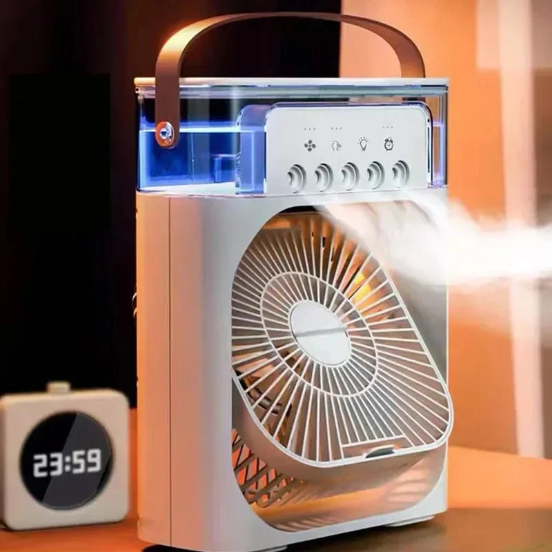 NEW Portable Humidifier Fan Air Conditioners USB Electric Fan LED Night Light Water Mist Fun 3 In 1 Air Cooler Humidifie ForHome