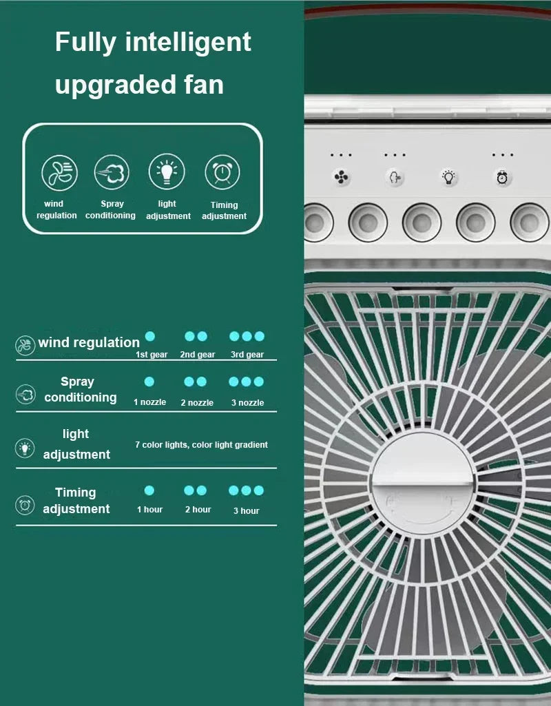 NEW Portable Humidifier Fan Air Conditioners USB Electric Fan LED Night Light Water Mist Fun 3 In 1 Air Cooler Humidifie ForHome